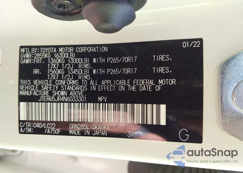 2022 Toyota 4Runner Trd Off Road Premium z USA, uszkodzony, nr VIN JTERU5JR4N6033301